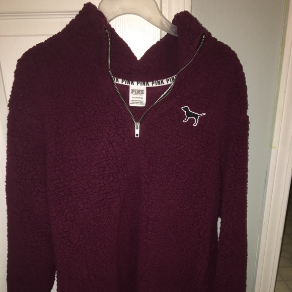 PINK Victoria's Secret Tops - VS PINK Sherpa Boyfriend Quarter-Zip